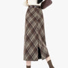 brown plaid midi skirt boogzel clothing