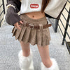 brown plaid pleated mini skirt boogzel clothing