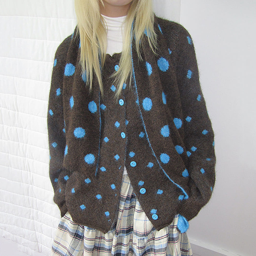 brown polka dot cardigan boogzel clothing