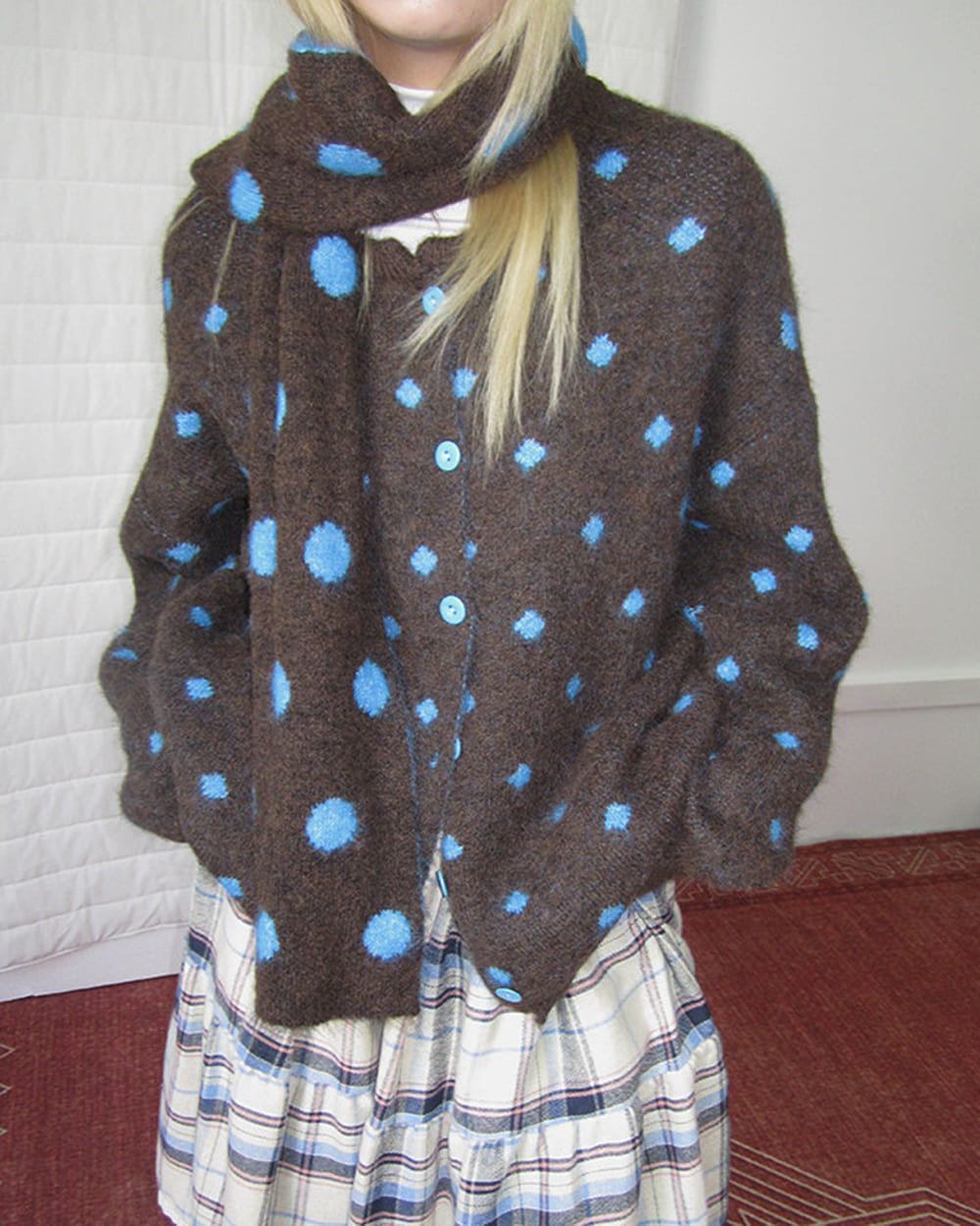 brown polka dot cardigan boogzel clothing