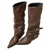 brown slouch buckle boots boogzel clothing