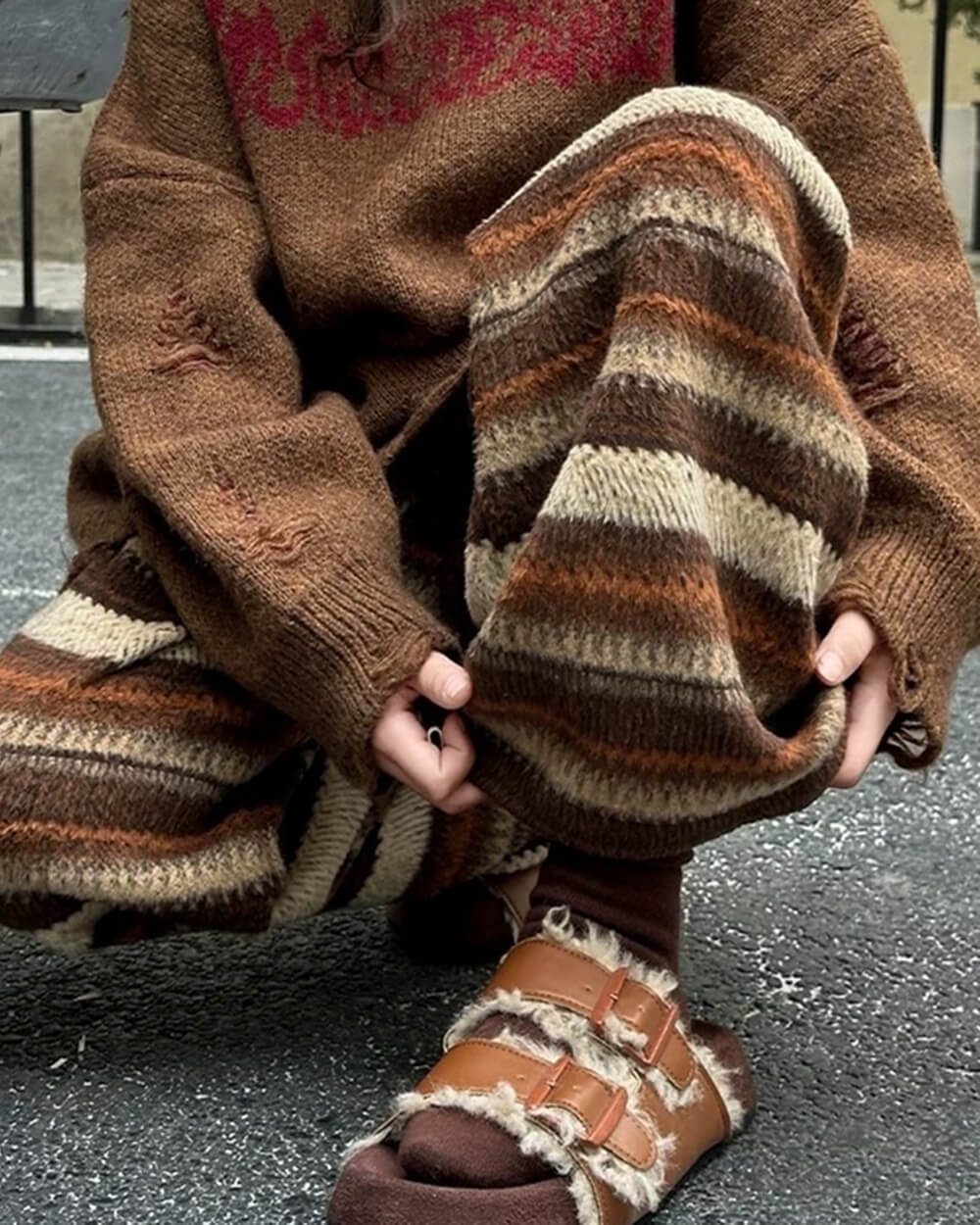 brown striped pants boogzel clothing