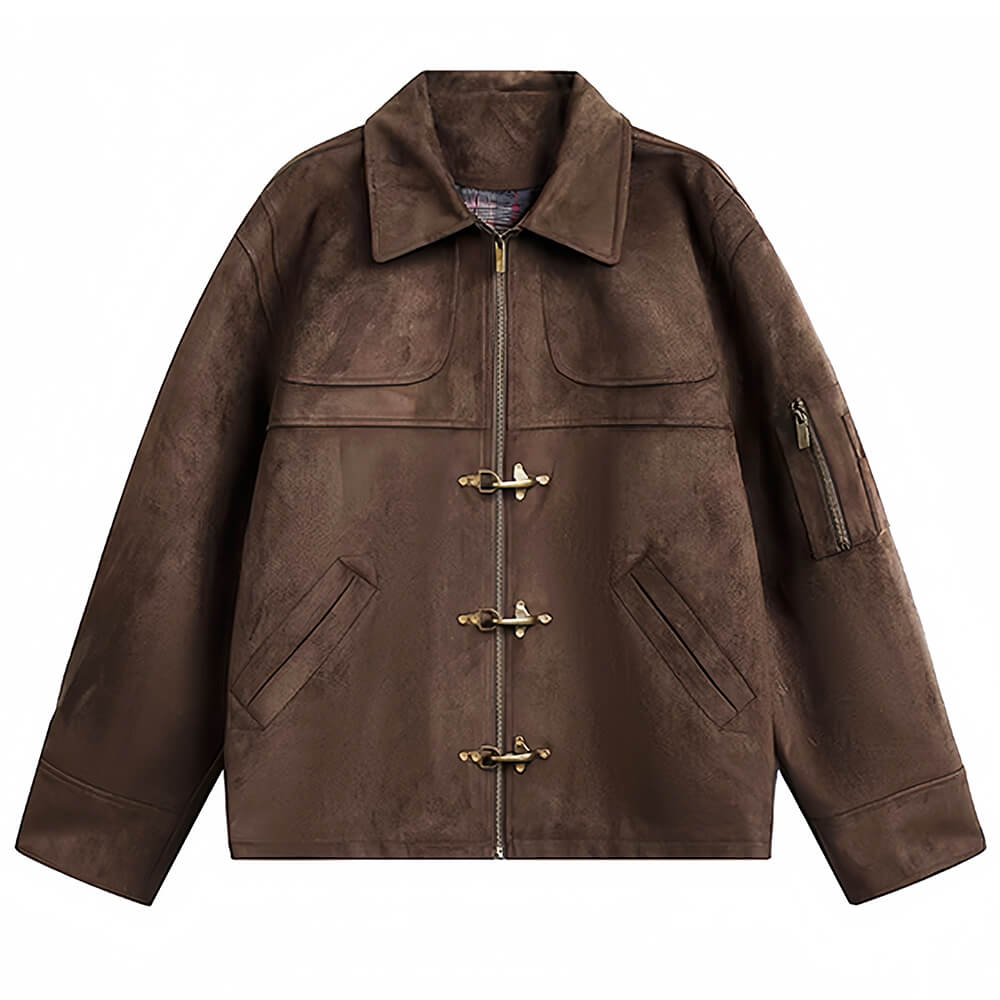 brown suede jacket boogzel clothing