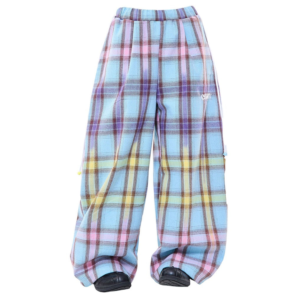 bubblegum plaid wide leg pants boogzel clothing