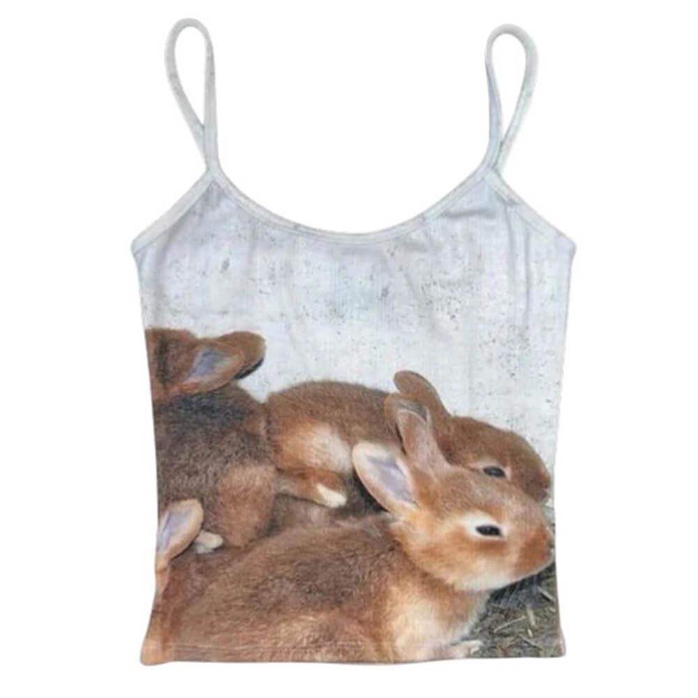 bunnies print y2k tank top boogzel clothing