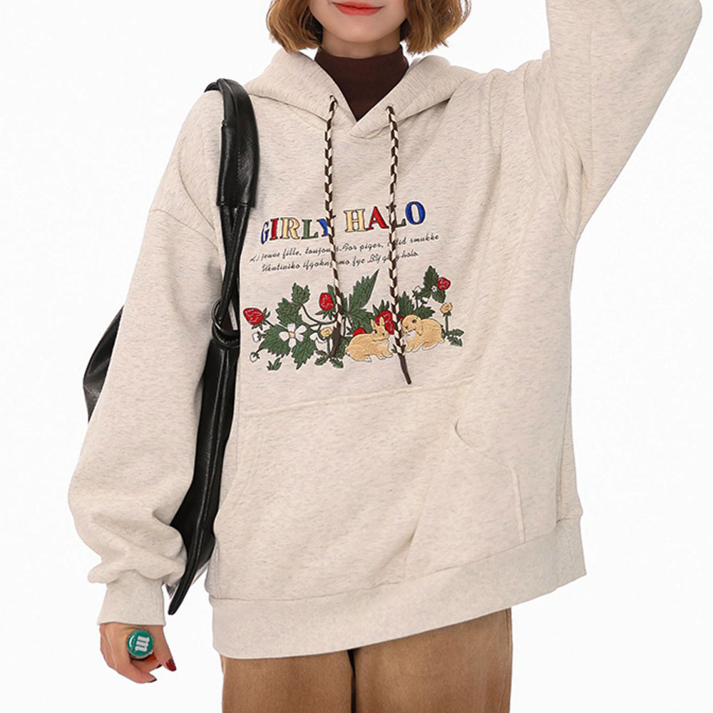 bunny embroidery hoodie boogzel clothing