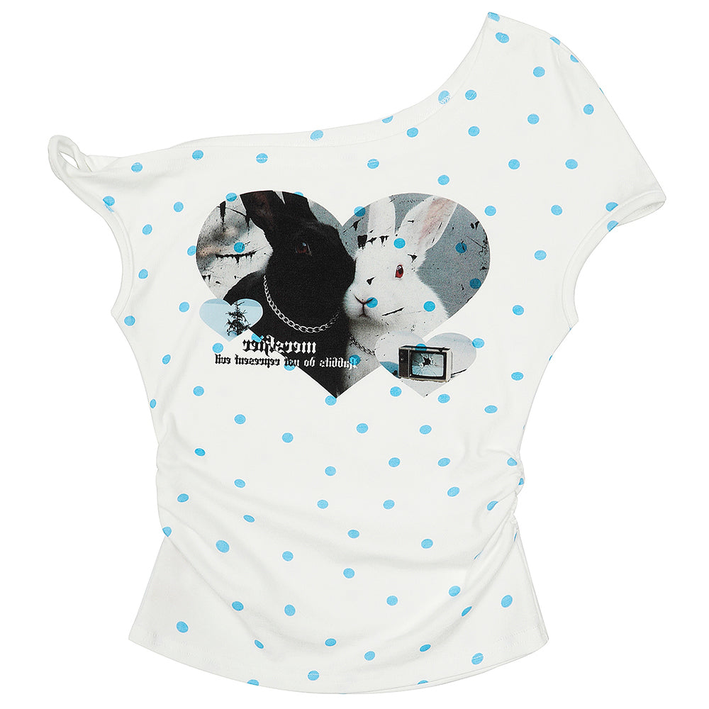 bunny polka dot one shoulder top boogzel clothing