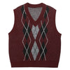 burgundy and gray argyle knit vest boogzel clothing