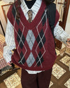 burgundy and gray argyle knit vest boogzel clothing