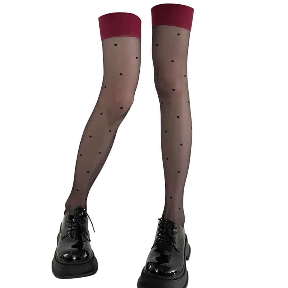 burgundy polka dot stockings boogzel clothing