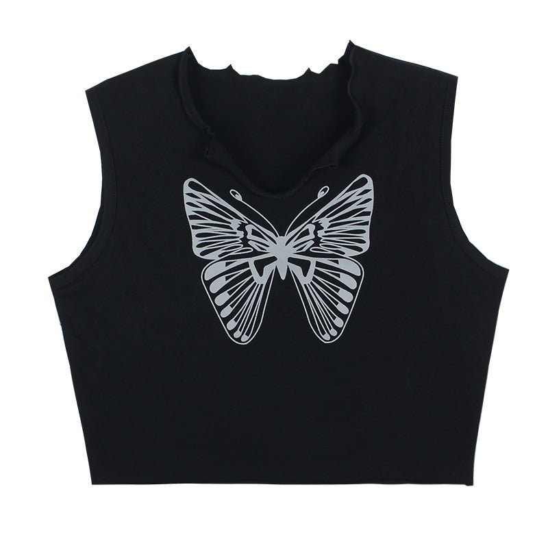 Downtown Girl Butterfly Crop Tee boogzel clothing