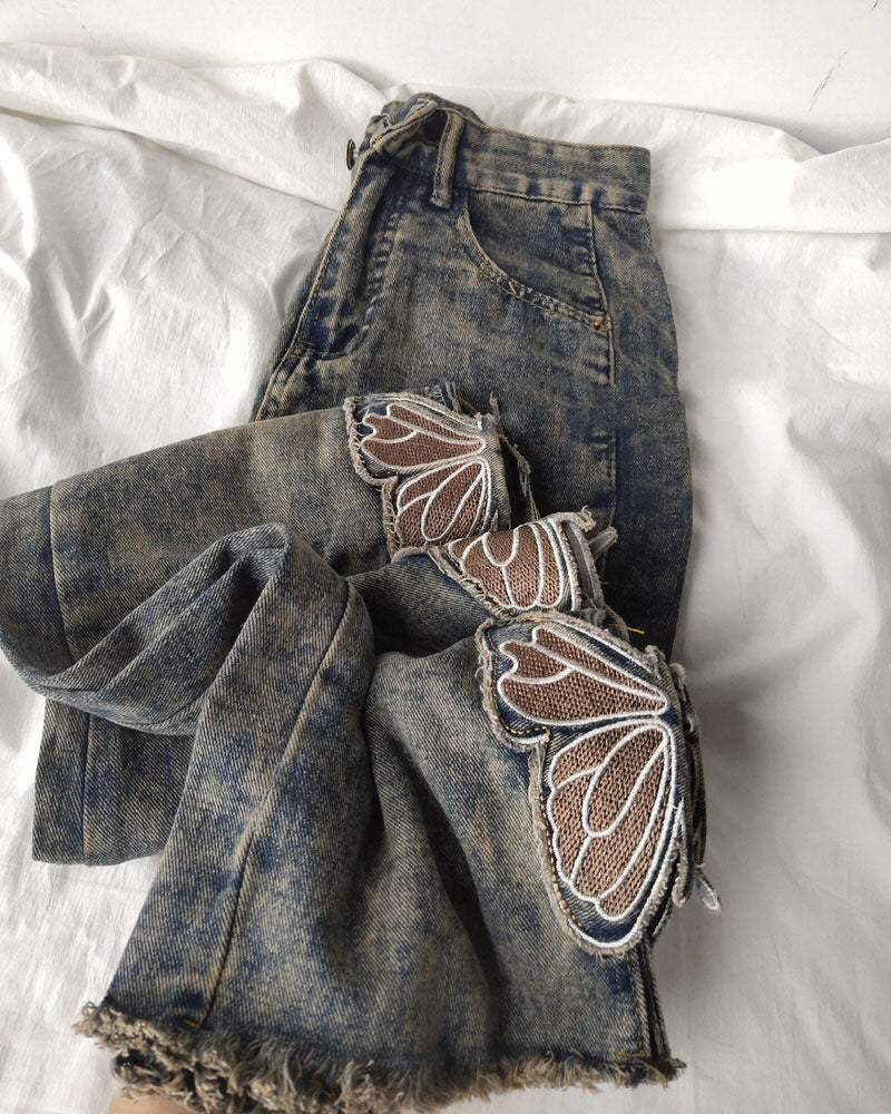 Butterfly Print Jeans – Boogzel Clothing