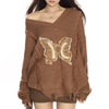 butterfly aesthetic distressed sweater boogzel clothing