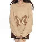 butterfly aesthetic distressed sweater boogzel clothing