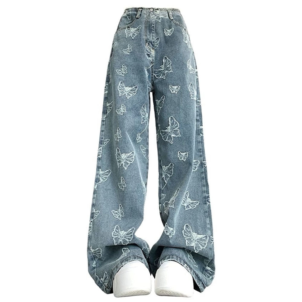 butterfly aesthetic wide leg jeans boogzel clothing