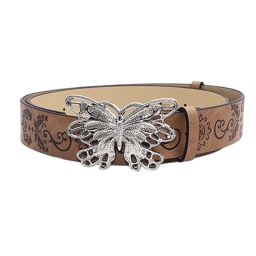 butterfly buckle brown belt boogzel clothing