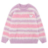 butterfly fuzzy striped sweater boogzel clothing