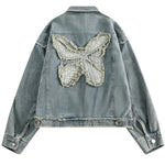 butterfly patch y2k denim jacket boogzel clothing