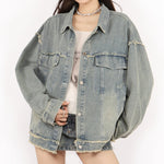 butterfly patch y2k denim jacket boogzel clothing