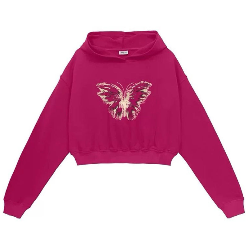 butterfly print crop hoodie boogzel clothing