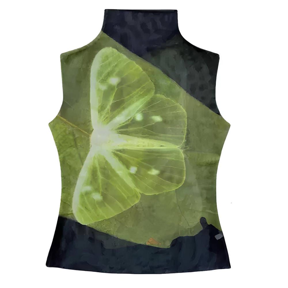 butterfly print mesh turtleneck top boogzel clothing