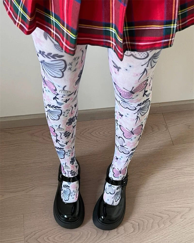 butterfly print tights boogzel clothing