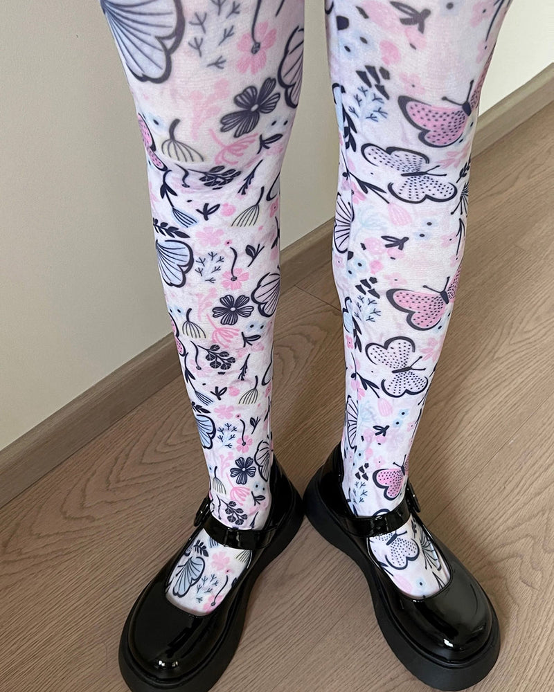 butterfly print tights boogzel clothing