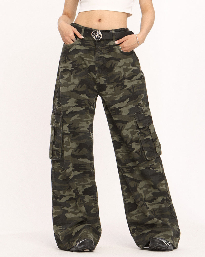 camouflage wide leg cargo pants boogzel clothing