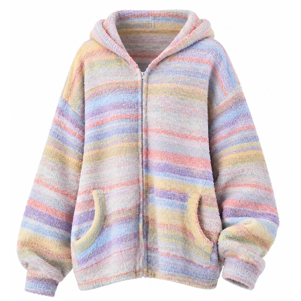 candy stripe knit zip-up hoodie boogzel clothing
