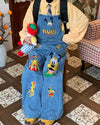 cartoon embroidery denim overalls boogzel clothing