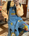 cartoon embroidery denim overalls boogzel clothing