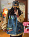 cartoon patches 90s denim vest boogzel clothing