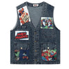 cartoon patches 90s denim vest boogzel clothing