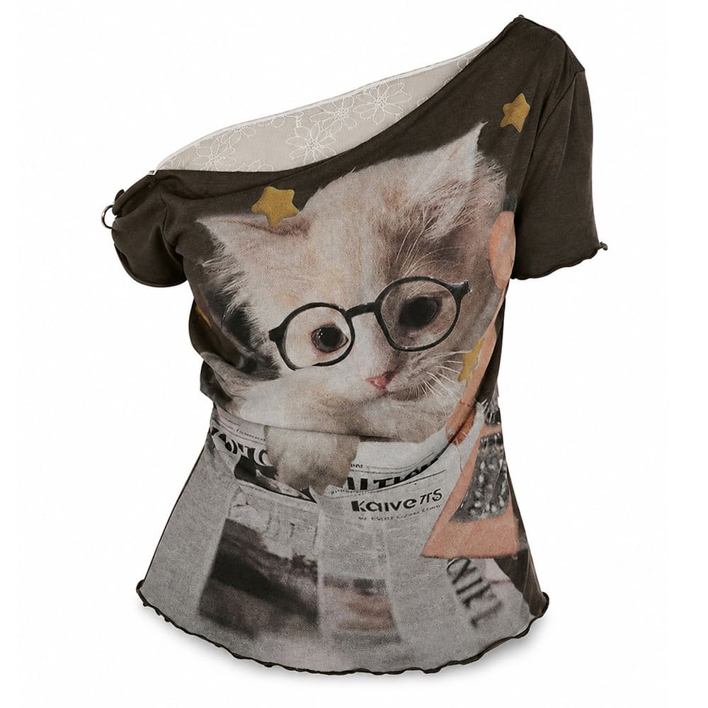 cat graphic layered t-shirt boogzel clothing