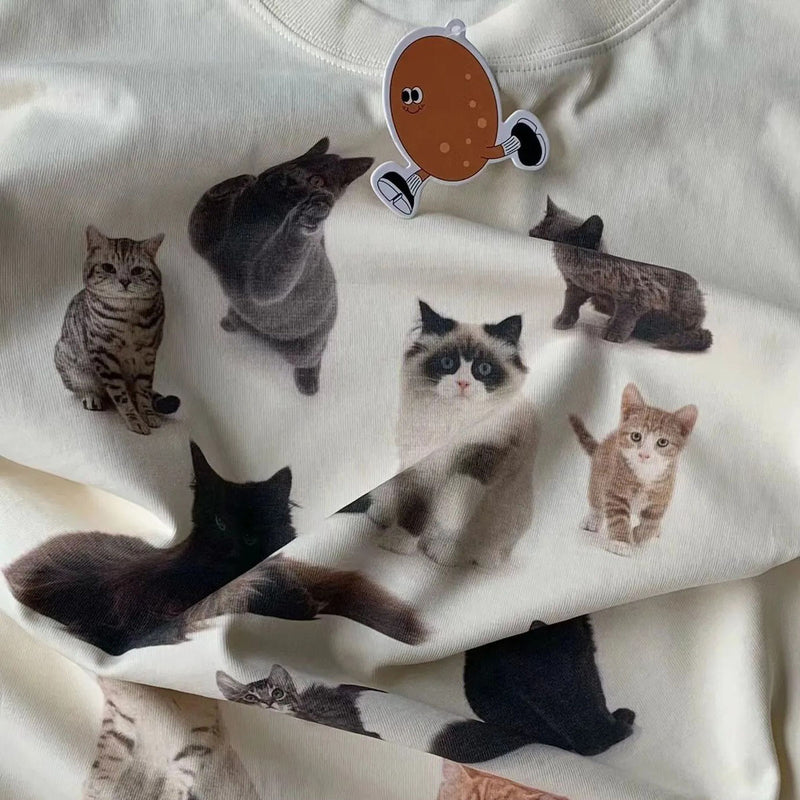Cat Print Aesthetic T-Shirt