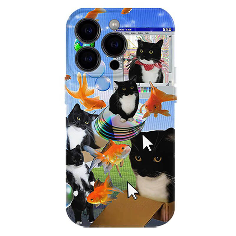 cat and goldfishes iphone case boogzel clothing