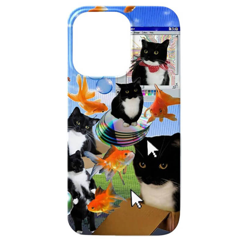 cat and goldfishes iphone case boogzel clothing