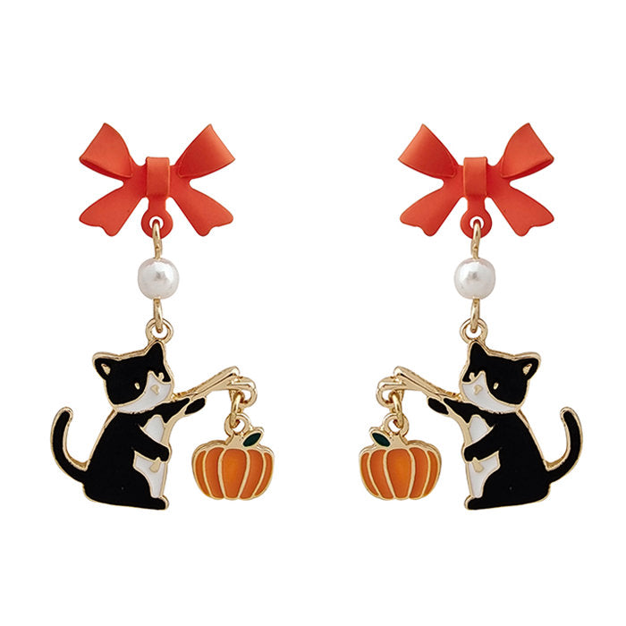 cat and pumpkin earrings boogzel clothing
