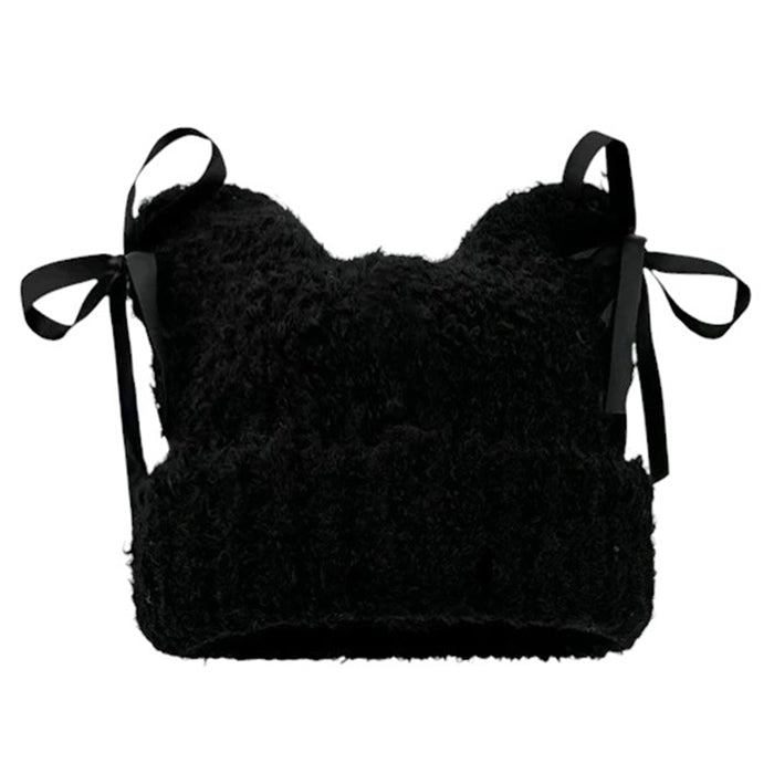 cat ear beanie hat with bows boogzel clothing