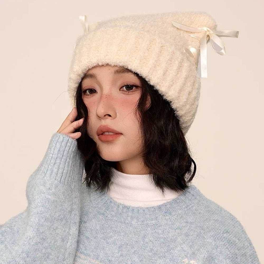 cat ear beanie with bows boogzel clothing