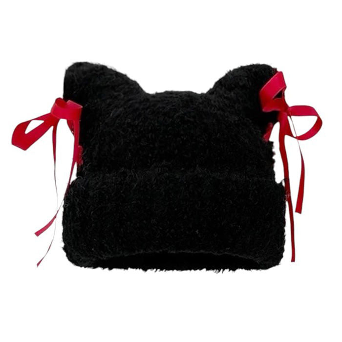 cat ear beanie with bows boogzel clothing