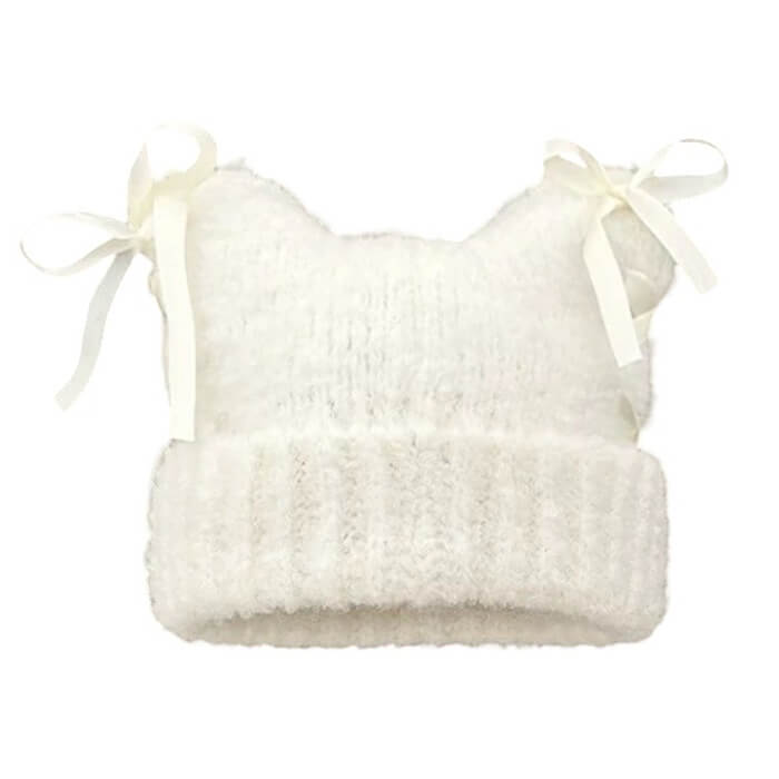 cat ear beanie hat with bows boogzel clothing