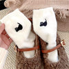 cat embroidery fuzzy socks boogzel clothing