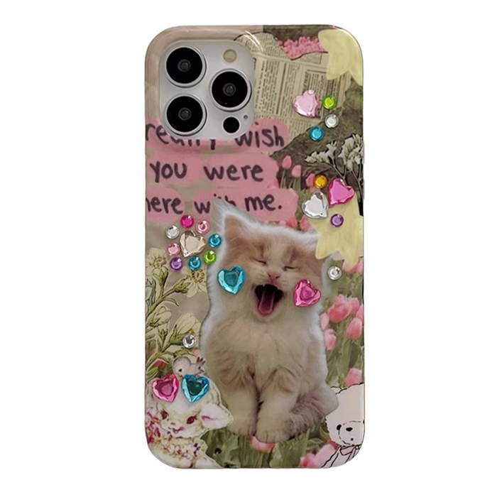 cat rhinestone iphone case boogzel clothing