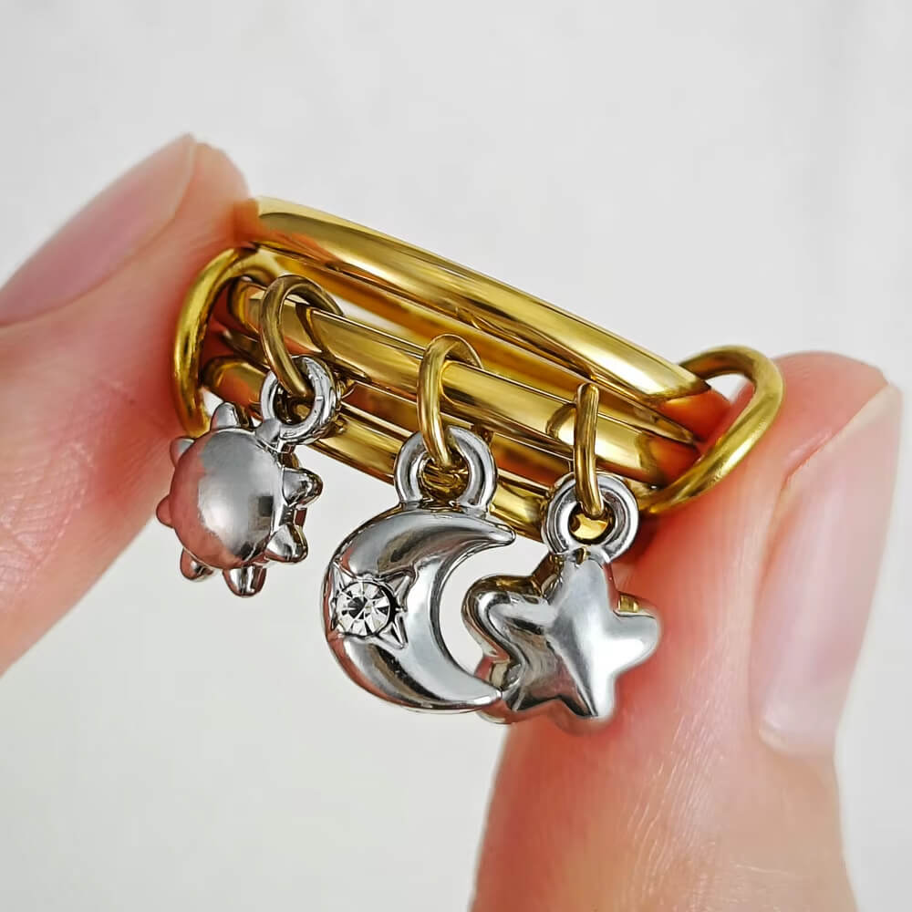 celestial aesthetic charm rings boogzel clothing