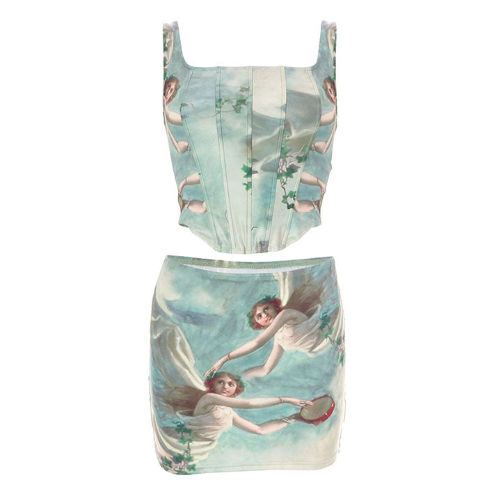 celestial cherub corset top and skirt set boogzel clothing