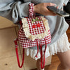 cherry embroidery gingham backpack boogzel clothing