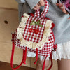 cherry embroidery gingham backpack boogzel clothing