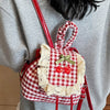 cherry embroidery gingham backpack boogzel clothing