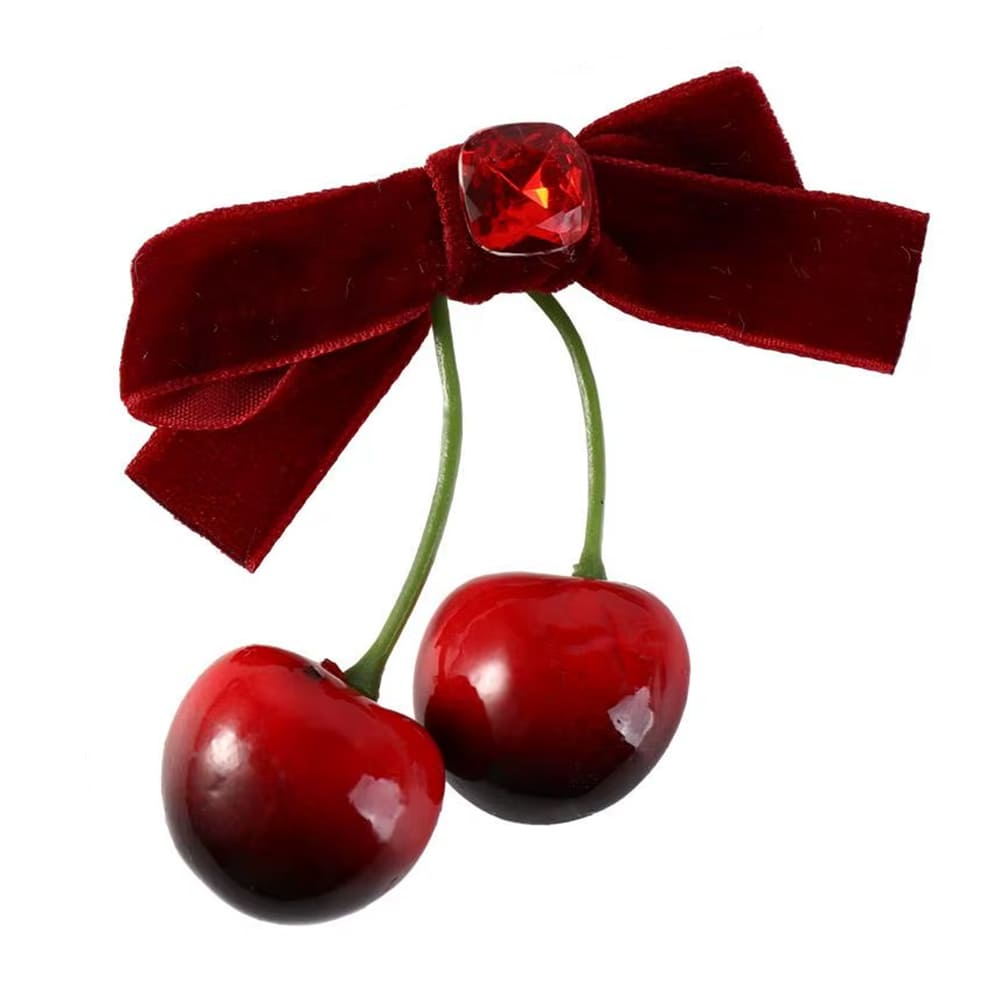 cherry velvet bow hair clip boogzel clothing